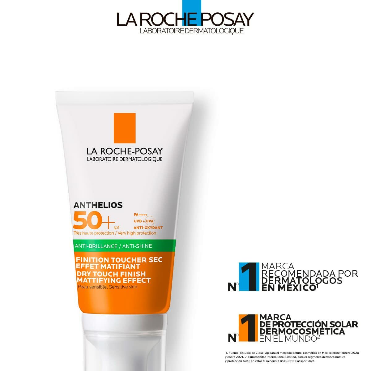 La Roche Posay Anthelios SPF 50+ gel sunscreen, 50 ml, matte finish, recommended by dermatologists.