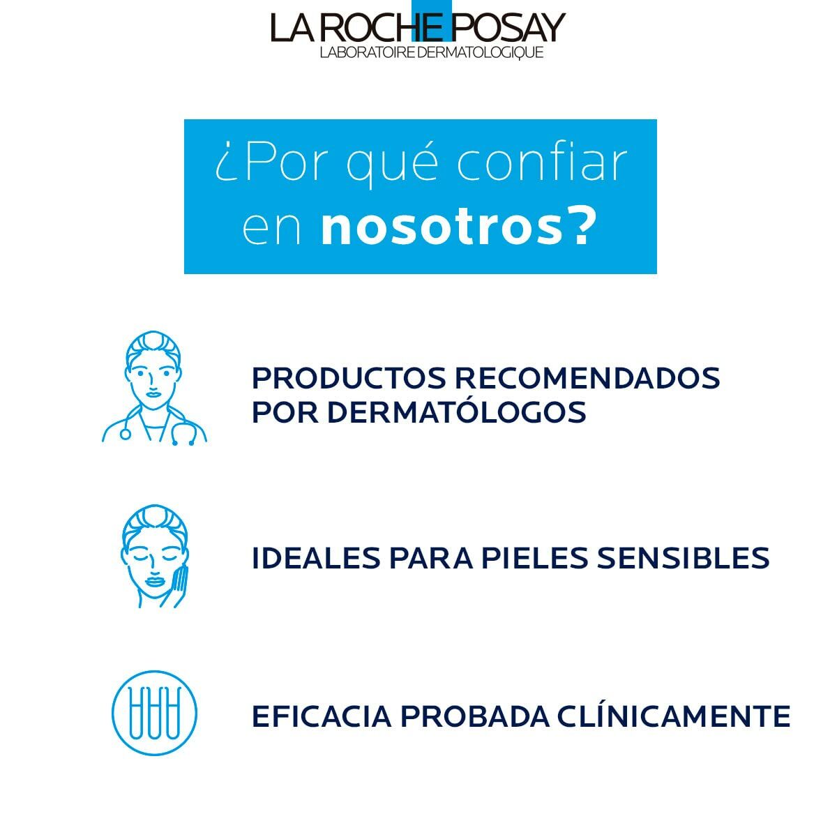 Infographie La Roche Posay sur la confiance en leurs produits: recommandés par dermatologues et pour peaux sensibles.