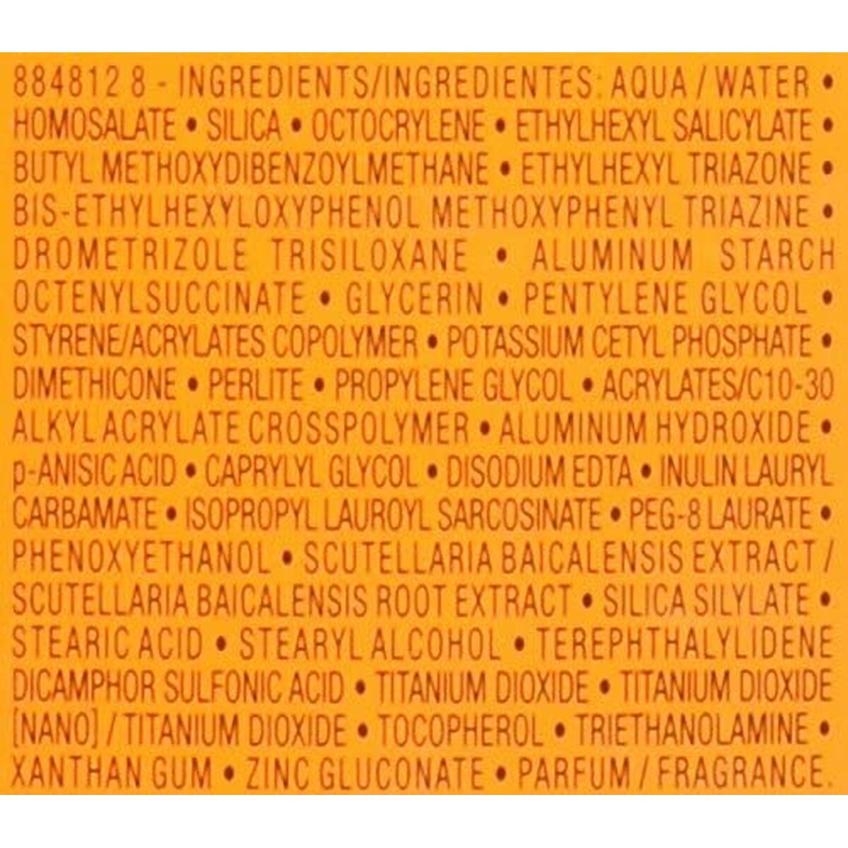 Ingredients list for Crème Solaire en Gel La Roche Posay Anthelios XL SPF 50, including aqua, silica, and various compounds.