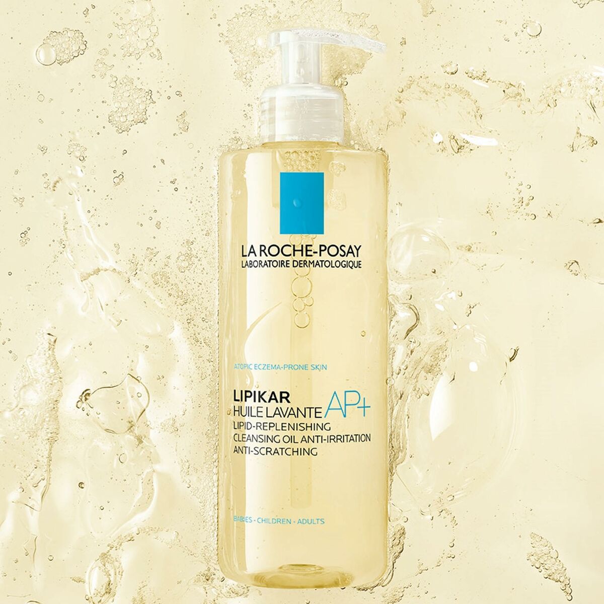 Huile lavante Lipikar de La Roche-Posay 400 ml, pour peau sèche et atopique, apaisante et anti-irritation.