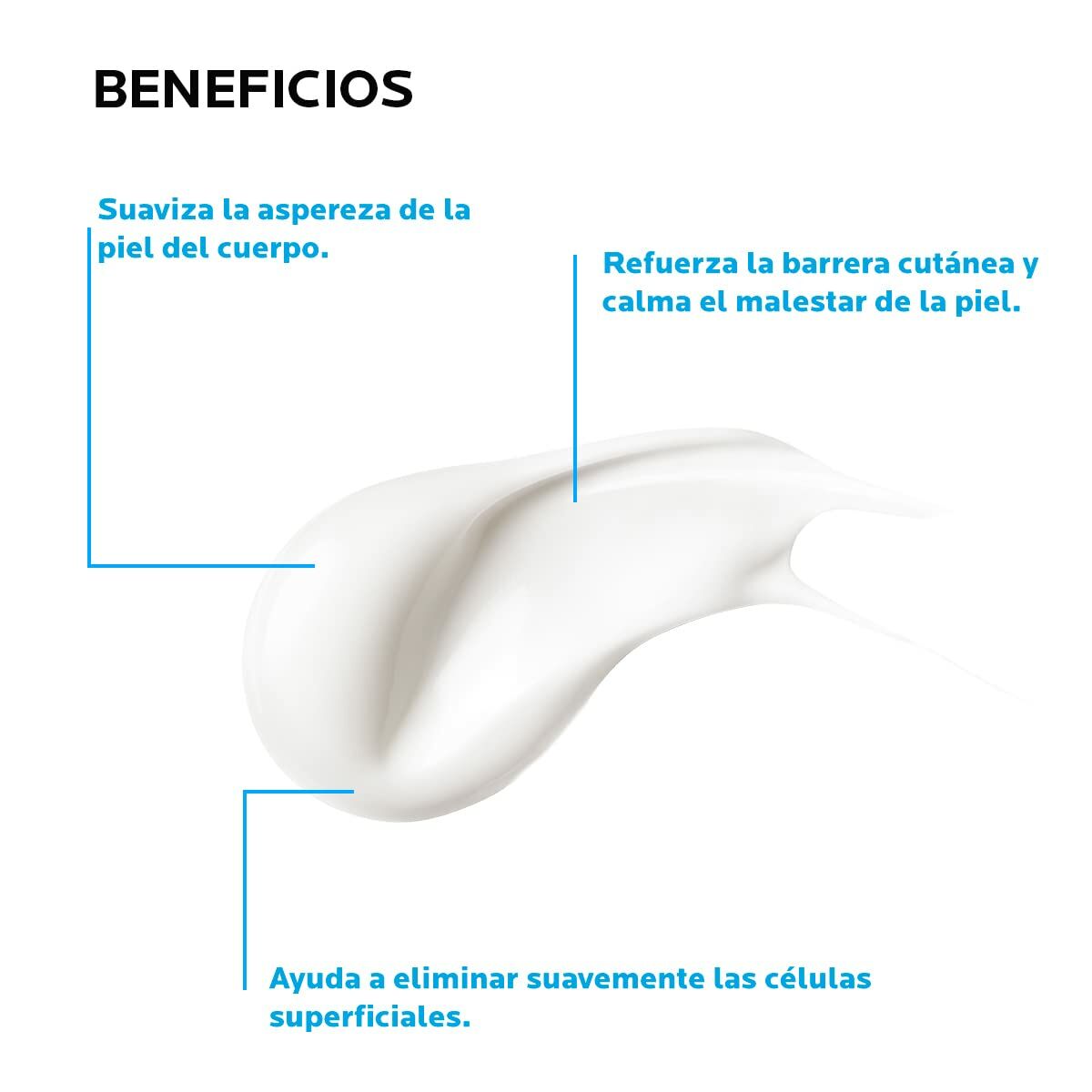 Lotion hydratante La Roche Posay avec bénéfices pour apaiser et adoucir la peau, indiquant amélioration de l'hydratation.