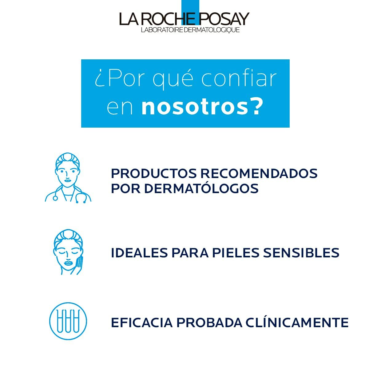 Infographic explaining La Roche Posay's dermatologist-recommended products for sensitive skin.