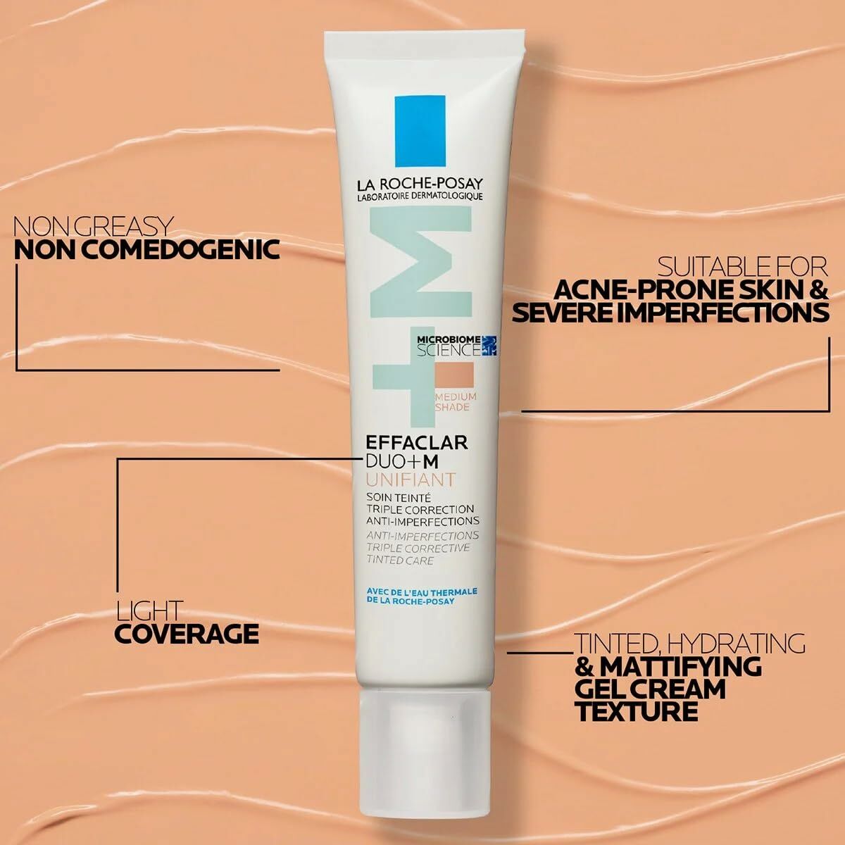 La Roche-Posay EFFACLAR Crème visage tube 40ml, non gras, non comédogène, adapté aux peaux à imperfections.