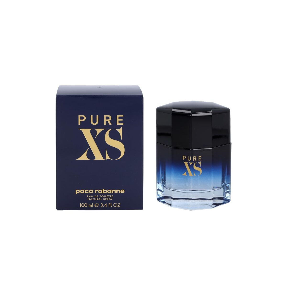 Paco Rabanne Pure XS Pour Homme EDT 100ml bottle and box, elegance in men's fragrance, Authentic perfume.