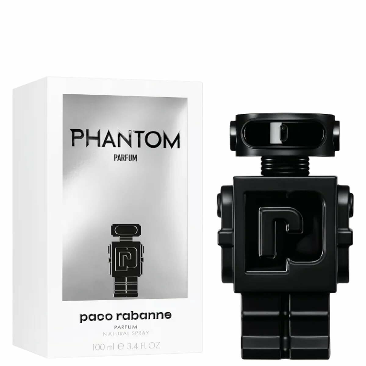 Parfum homme Paco Rabanne PHANTOM EDP 100 ml, flacon noir design unique, emballage innovant.