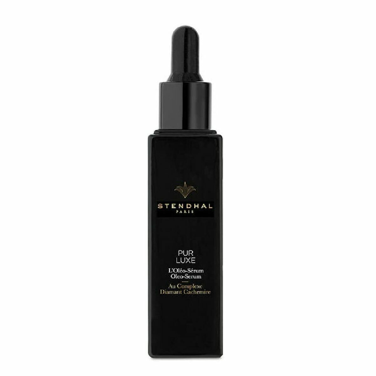 Sérum visage Stendhal Pur Luxe, flacon élégant avec pipette, expert anti-âge pour des soins esthétiques de qualité.