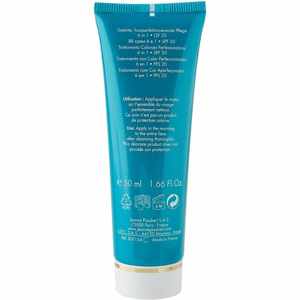 Crème Hydratante Jeanne Piaubert Hydro Active H Bb Medium Dark SPF 20, 50 ml tube for skin hydration and color.