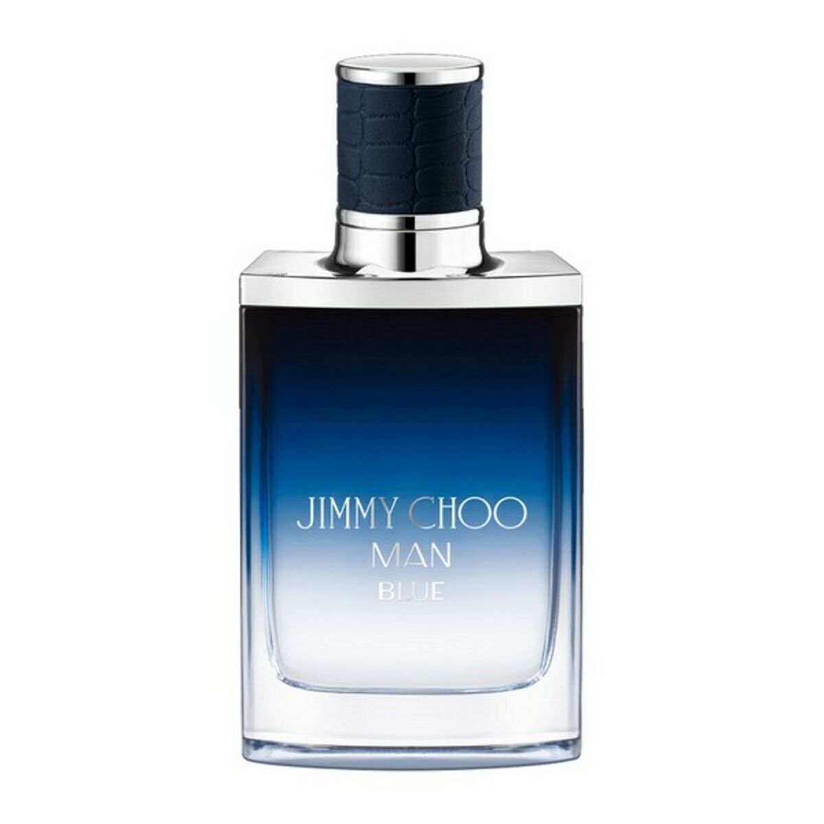 Jimmy Choo Man Blue EDT 50 ml bottle, a sophisticated fragrance for men, featuring a stylish gradient design.