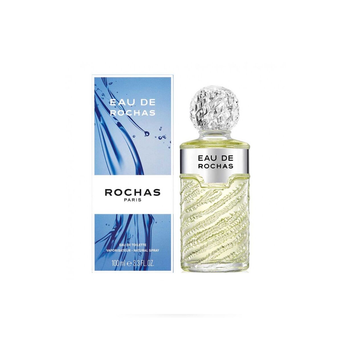 Parfum Femme Rochas RC001A01 EDT 100ml, flacon élégant avec bouchon distinctive, parfum frais et féminin.