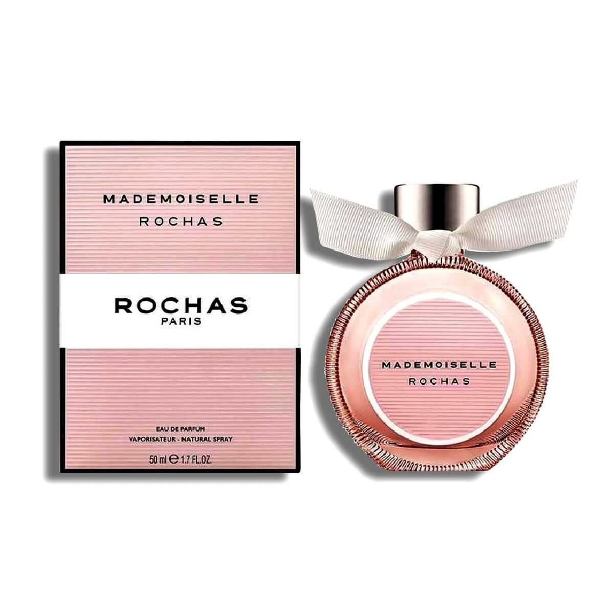 Parfum Femme Rochas Mademoiselle EDP 50 ml in elegant packaging, showcasing a feminine fragrance experience.
