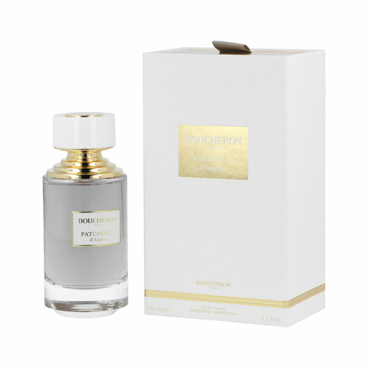Parfum Unisexe Boucheron Patchouli d'Angkor EDP 125 ml avec son élégant flacon et packaging.