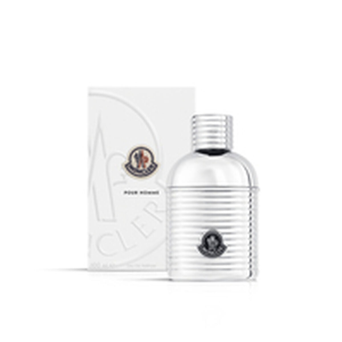 Parfum Homme Moncler Pour Homme 100 ml, Eau de Parfum for men in stylish metallic bottle with box.