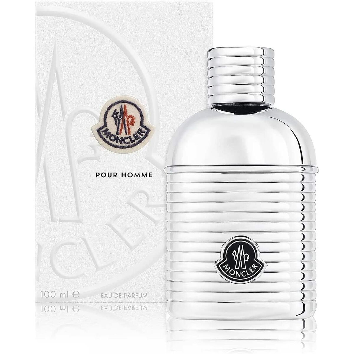 Parfum Homme Moncler Pour Homme 100 ml, flacon EDP élégant avec emballage distinctif, parfum masculin authentique.