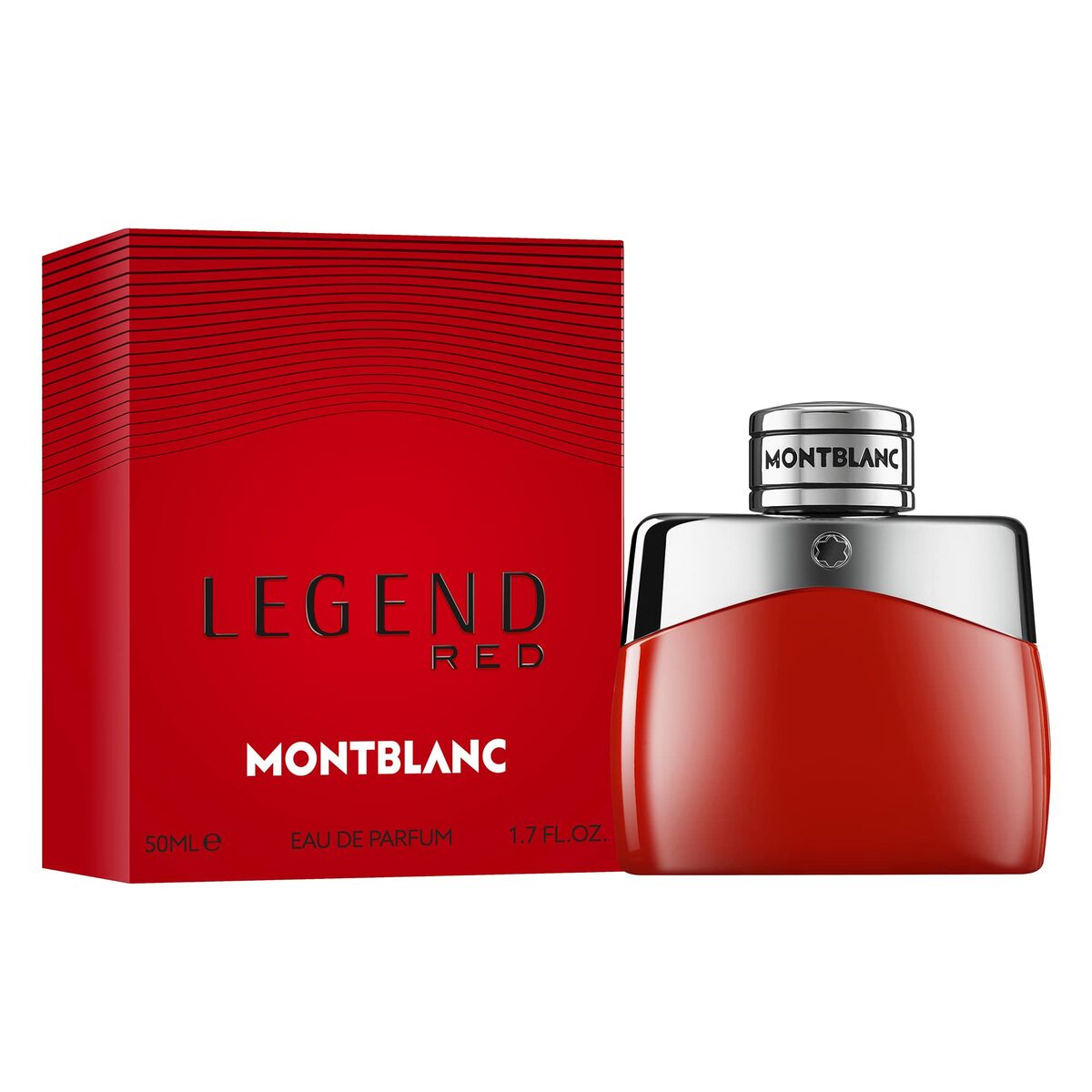 Montblanc Legend Red Eau de Parfum 50ml with red packaging, showcasing a modern fragrance for men.