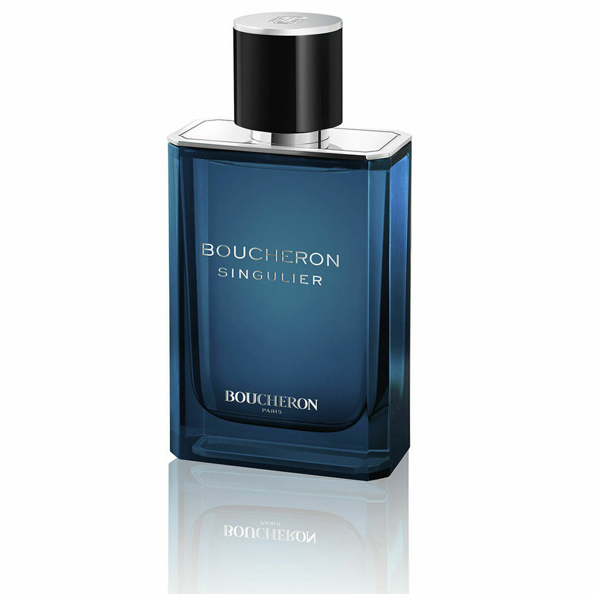 Boucheron Singulier EDP for men in a blue glass bottle with silver accents, 100% authentic luxury fragrance.