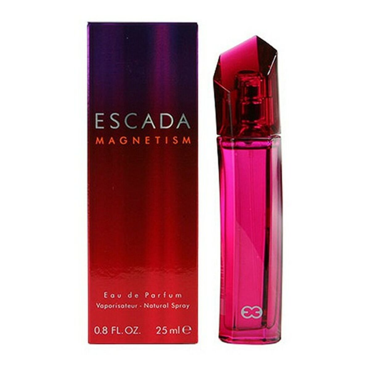 Escada Magnetism Eau de Parfum 25 ml bottle with vibrant pink packaging, ideal for highlighting femininity.