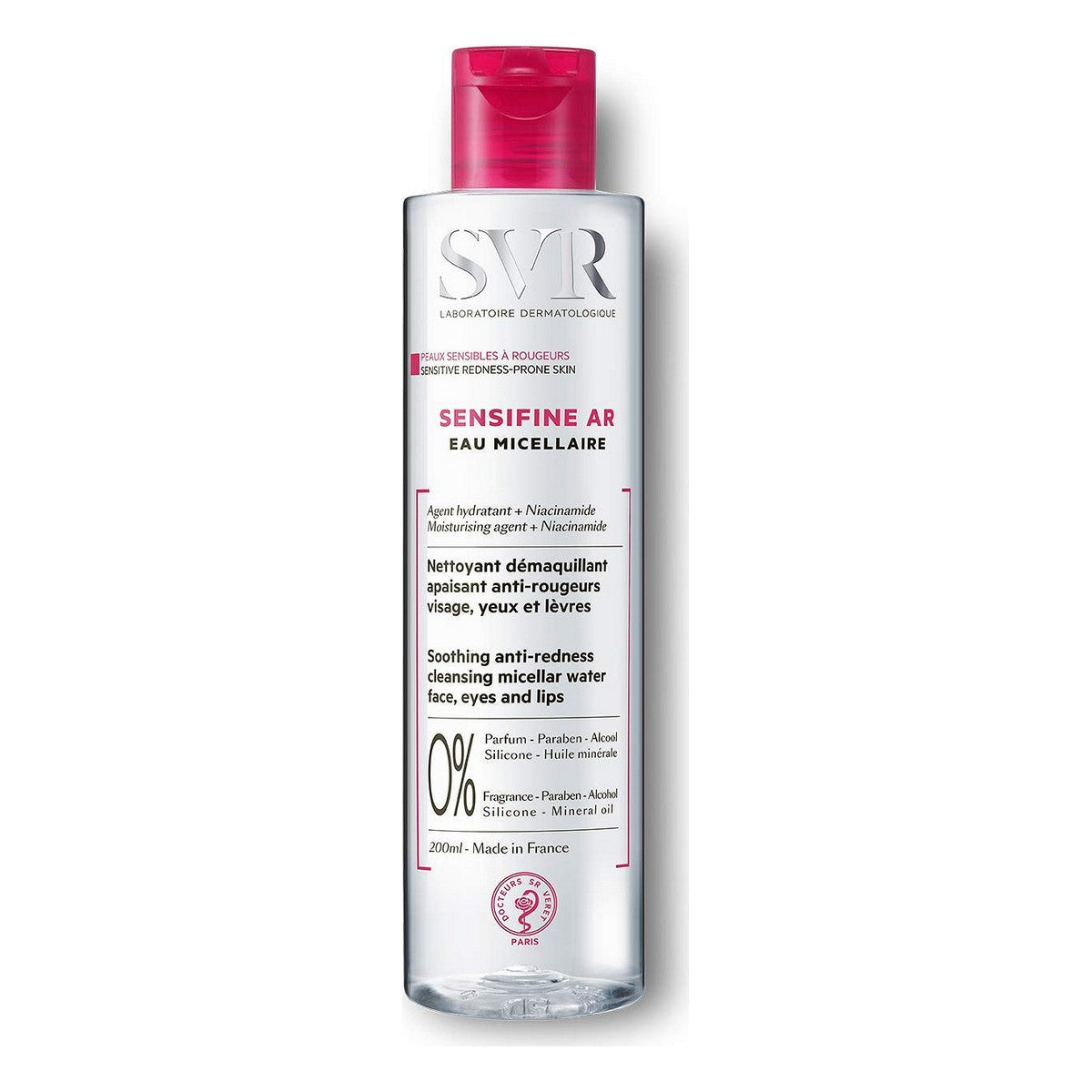 Bouteille d'eau micellaire démaquillante SVR Sensifine Ar 200 ml pour visage, yeux et lèvres