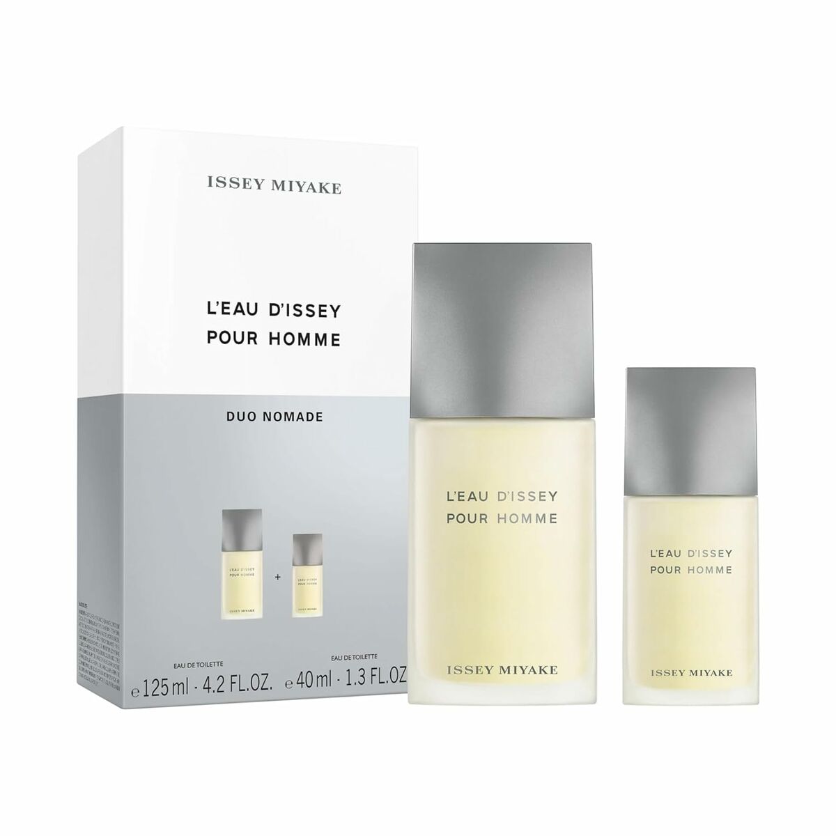 Set de Parfum Issey Miyake L'eau d'Issey Pour Homme 125 ml et 40 ml en emballage duo.