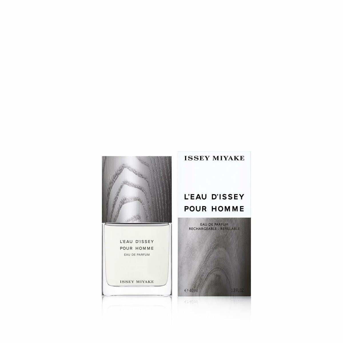 Parfum Homme Issey Miyake L'EAU D'ISSEY POUR HOMME with sleek packaging in grey and white tones.