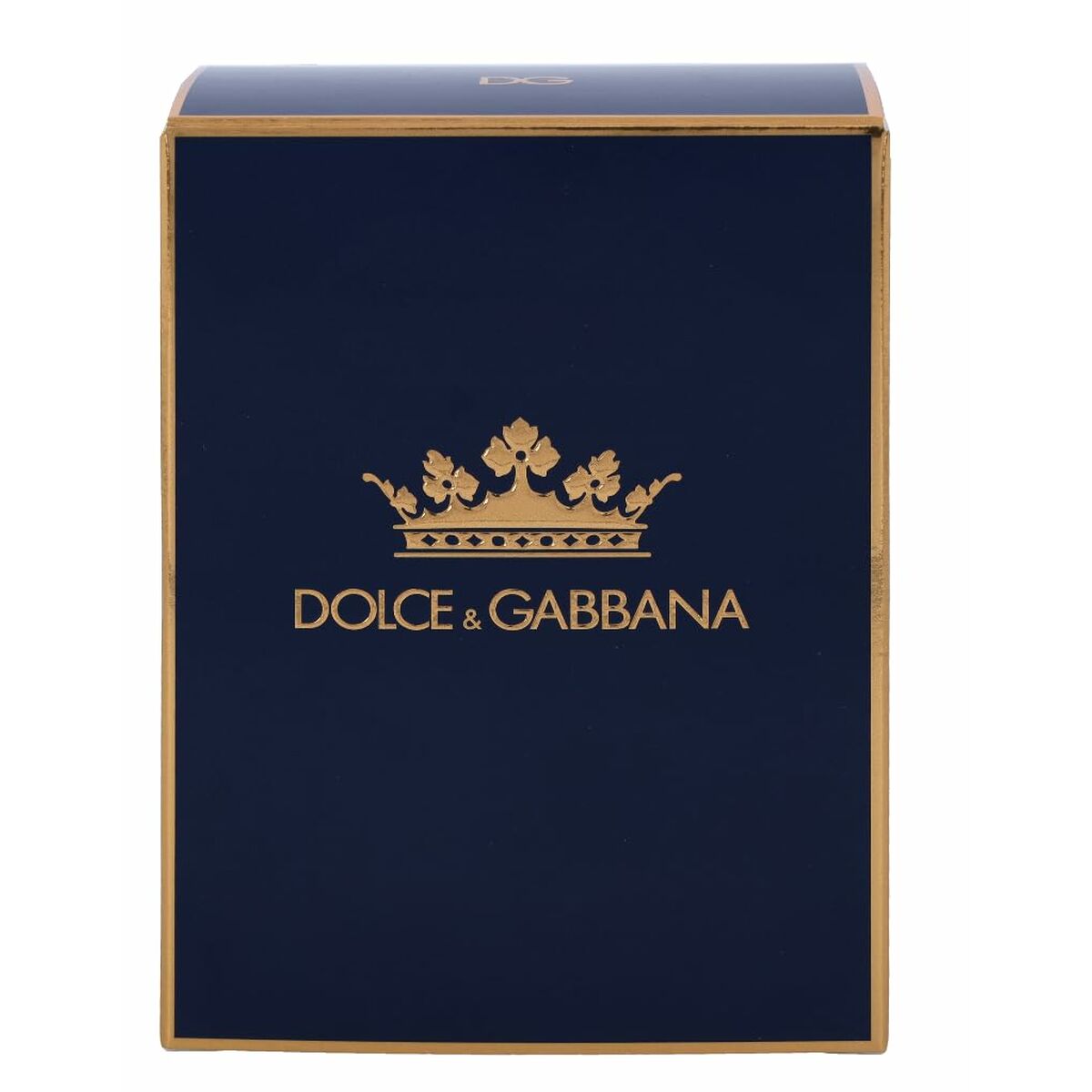 Packaging of Dolce & Gabbana fragrance with gold logo and crown design.