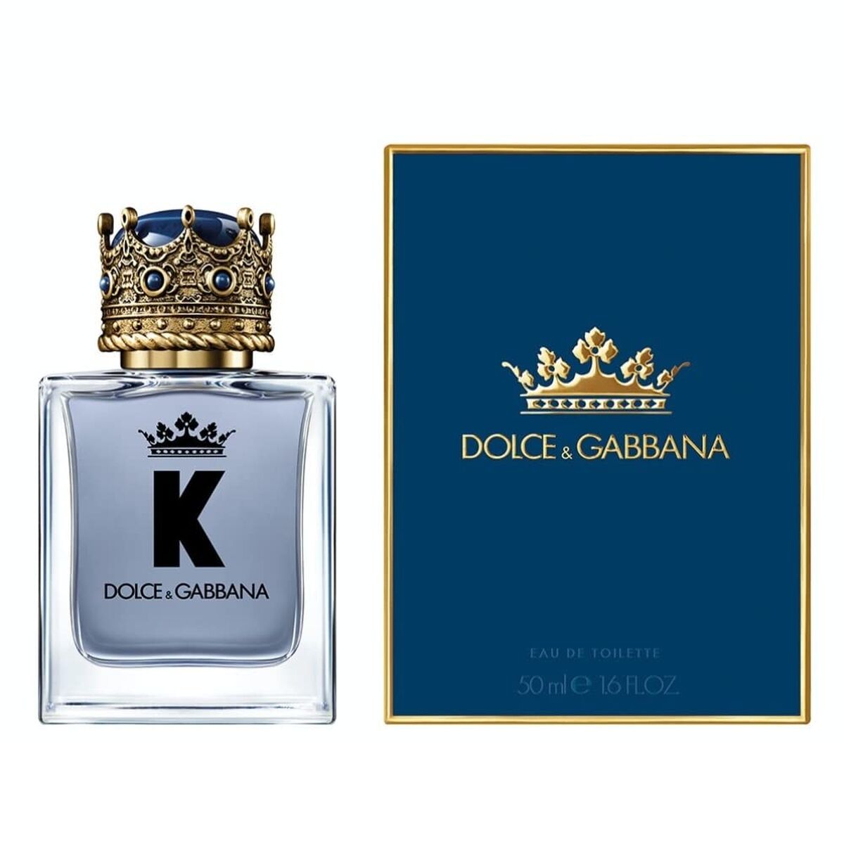 Dolce & Gabbana K Pour Homme EDP 50 ml bottle and packaging featuring crown design.