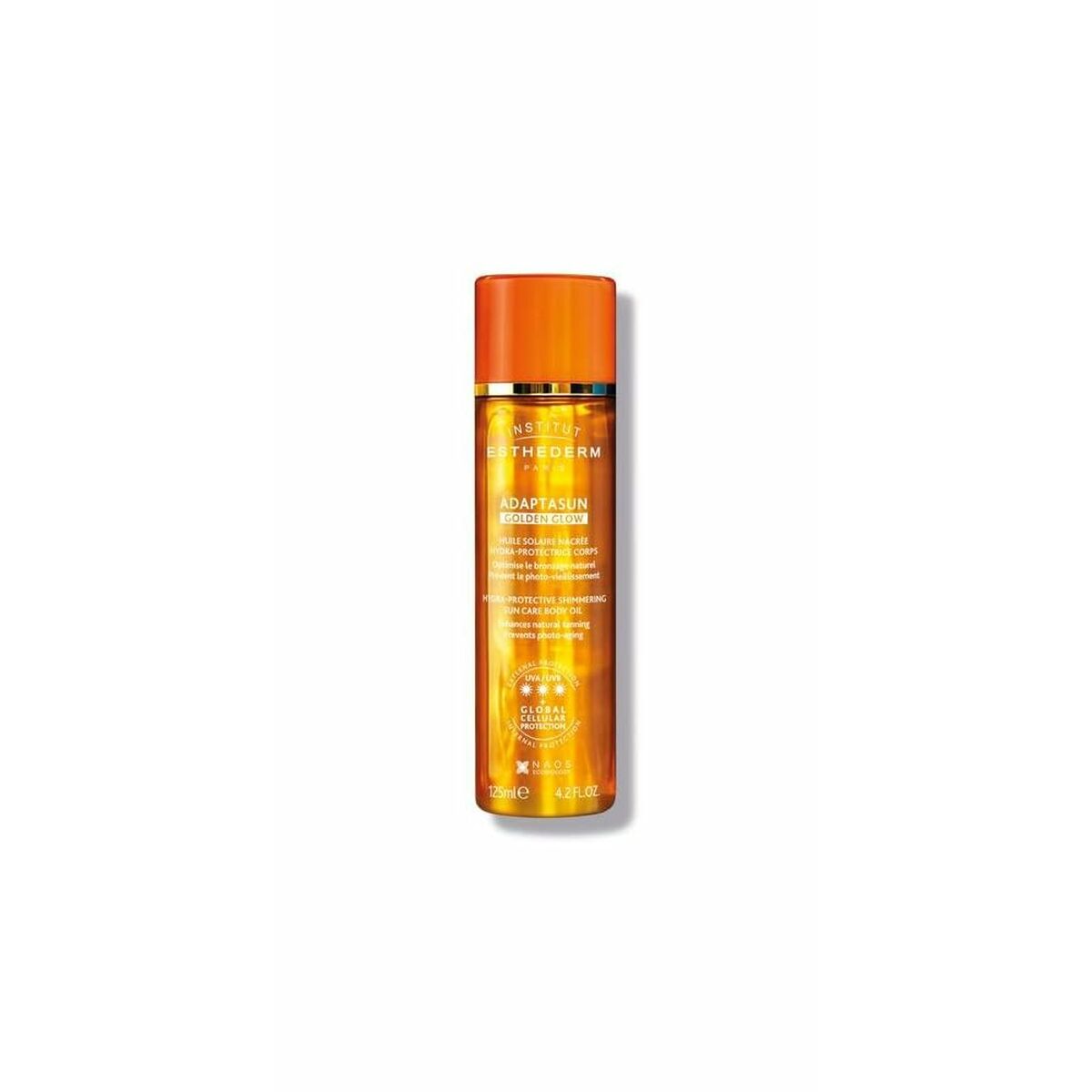 Institut Esthederm L'HUILE SOLAIRE SPF 50+ 125 ml, protecteur solaire à texture huile, idéal pour peau sensible.
