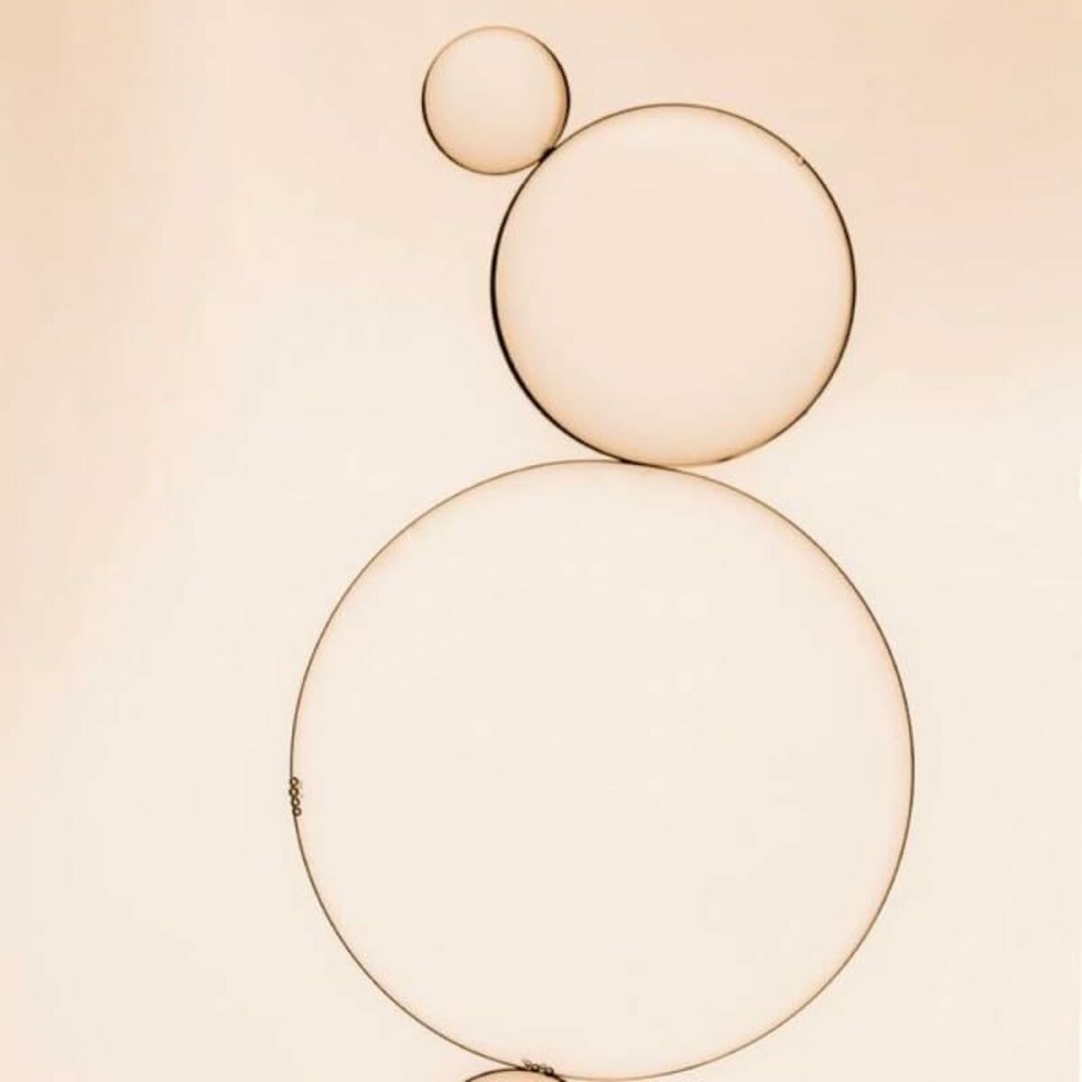 Abstract composition of circular shapes on a soft peach background, creating a minimalistic design.