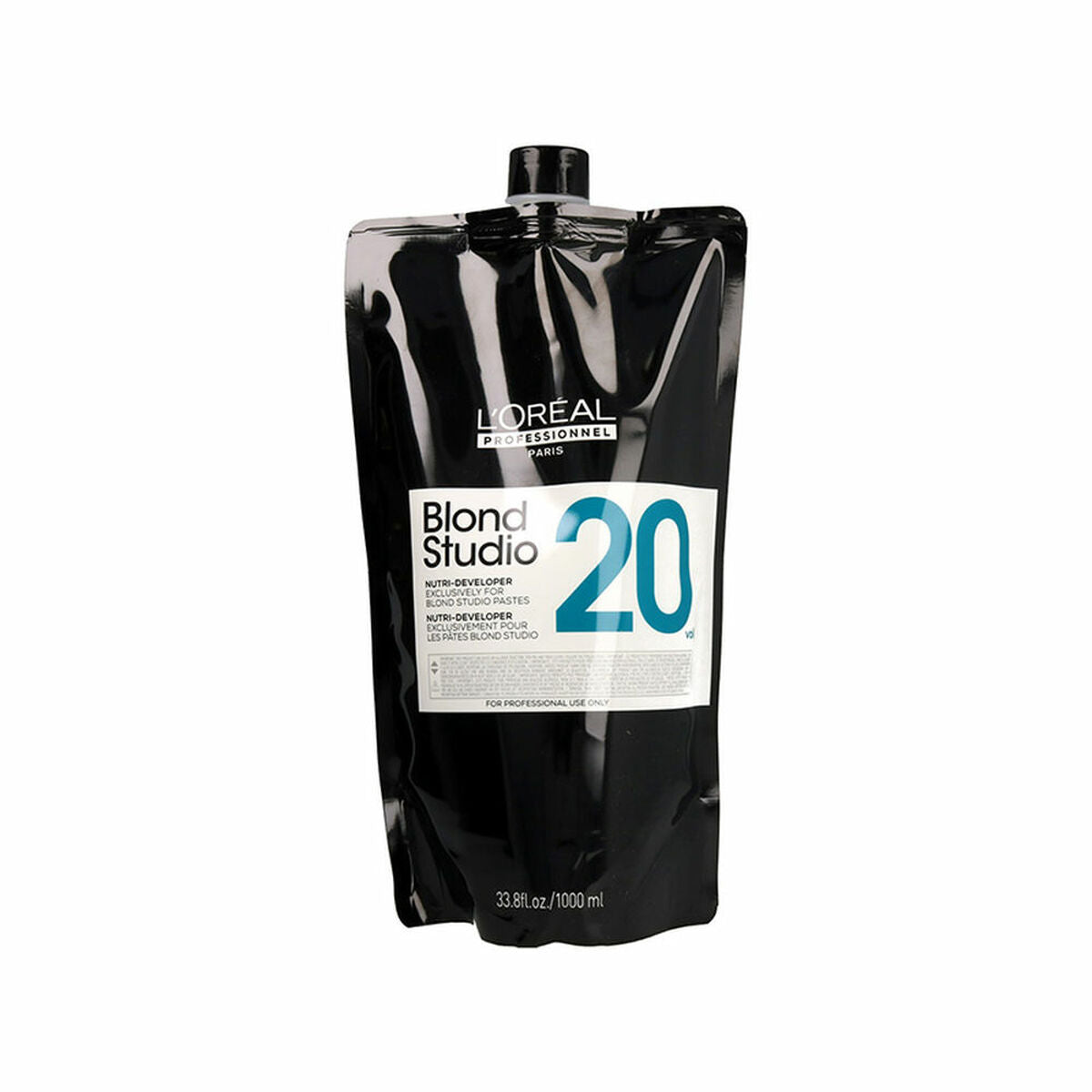 L'Oreal Professionnel Paris Blond Studio décolorant crème pour cheveux, 1000 ml, packaging noir, produit professionnel.