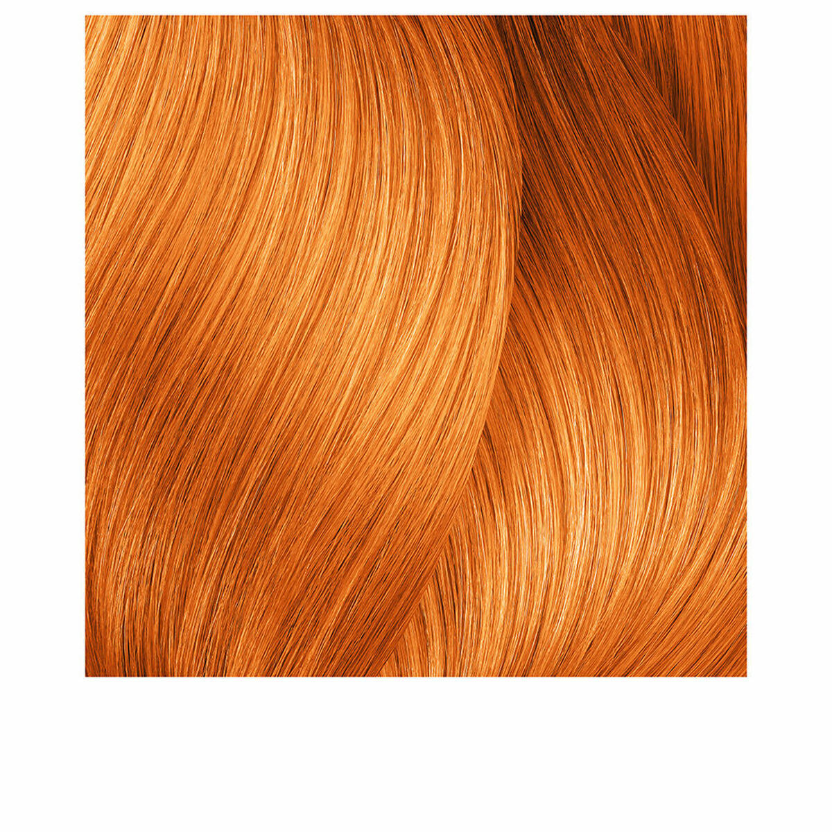 Vibrant orange hair texture showcasing smooth and shiny strands.