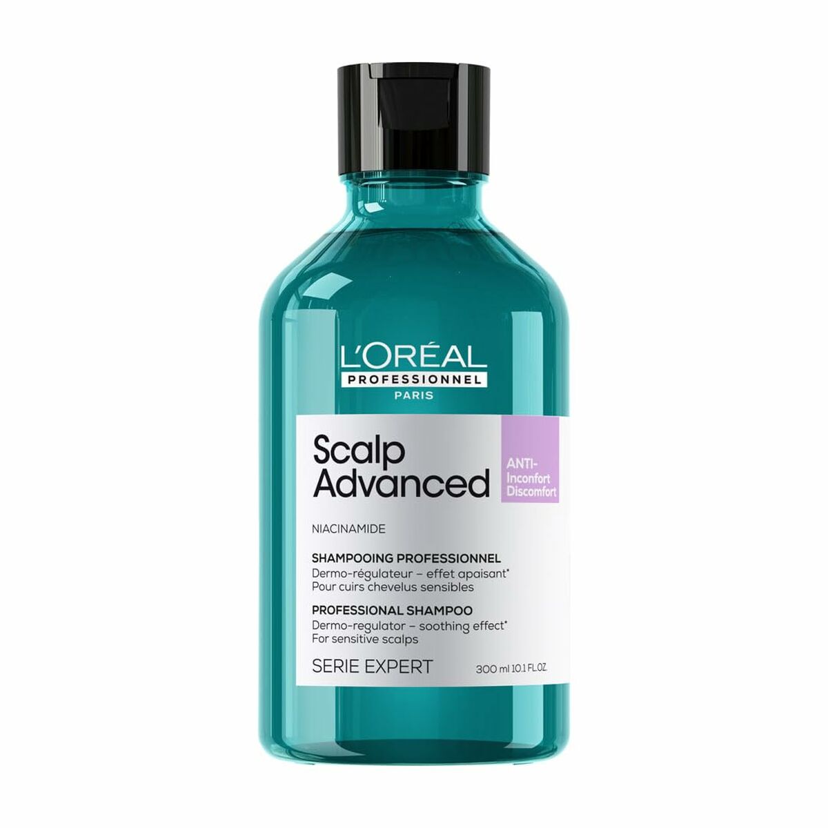 L'Oreal Professionnel Scalp Advanced Shampoo 300ml, soothing shampoo for sensitive scalps with niacinamide.
