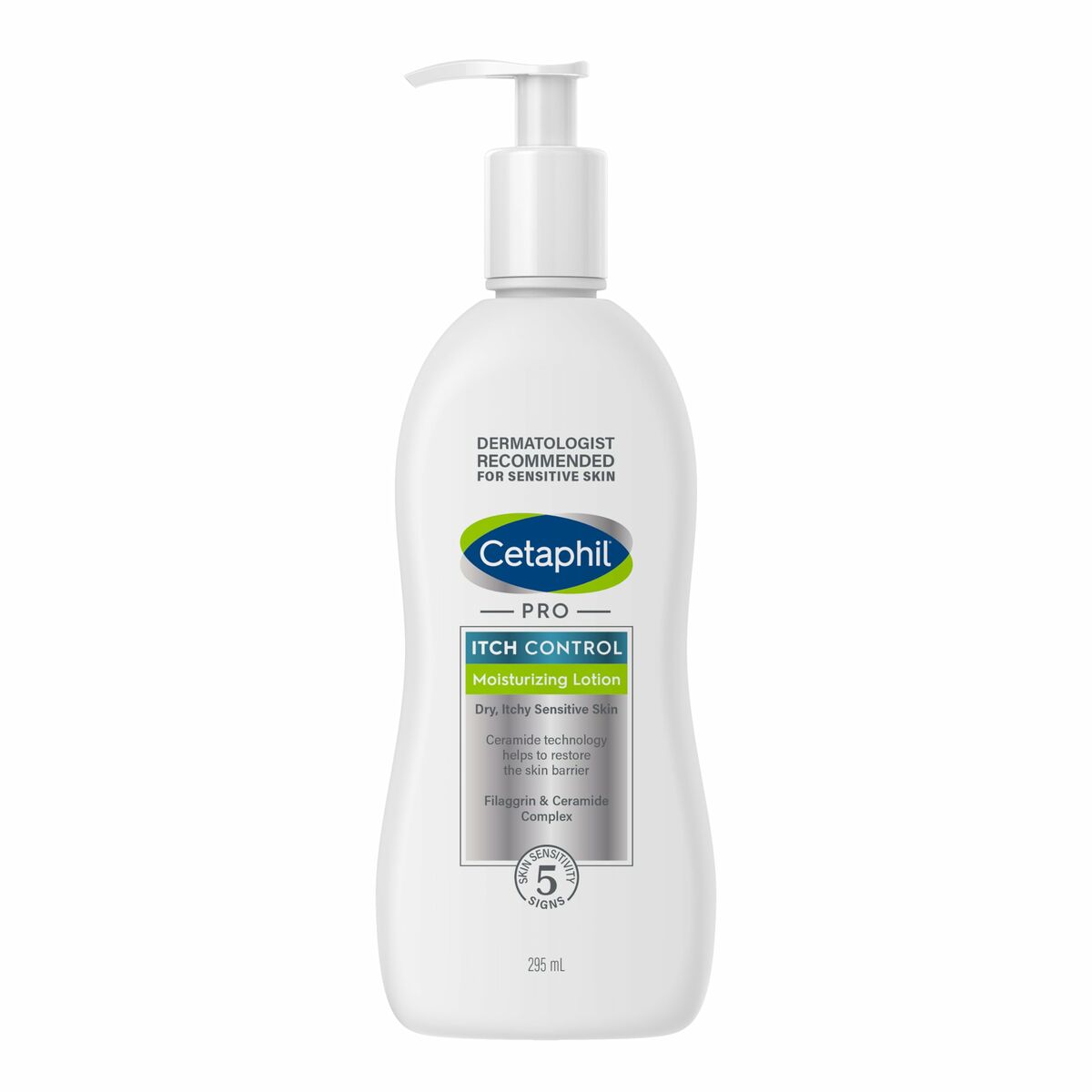 Écran solaire visage Cetaphil PRO ITCH CONTROL 295 ml pour peau sensible, recommandé par dermatologues.