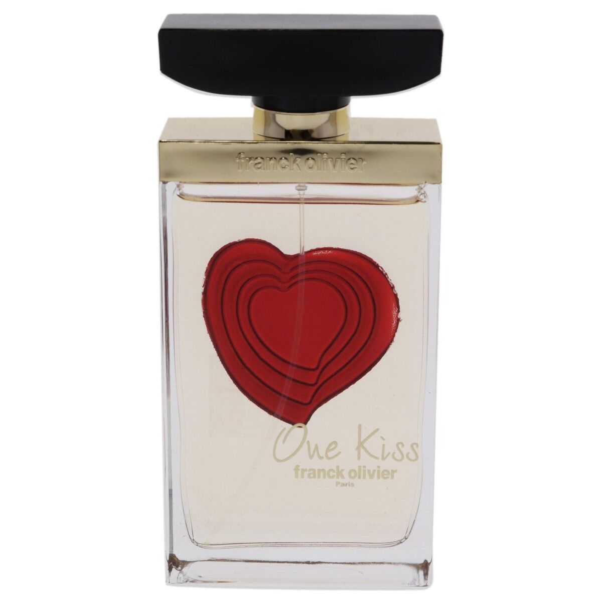 Flacon de Parfum Femme Franck Olivier One Kiss 75 ml avec un design en forme de coeur rouge.