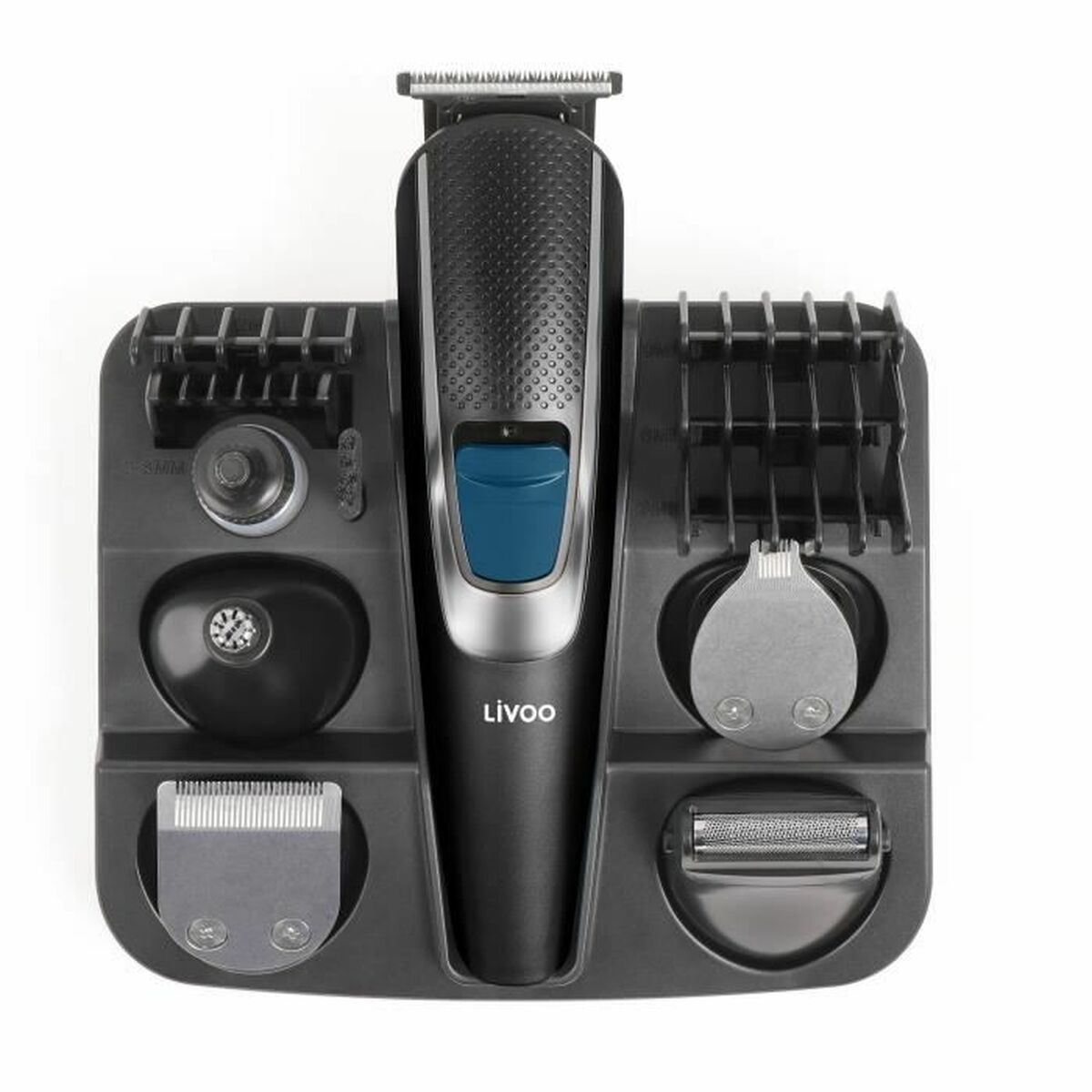 Tondeuse Livoo DOS187 avec accessoires pour visage, nez, oreilles et cheveux, rechargeable et sans fil.
