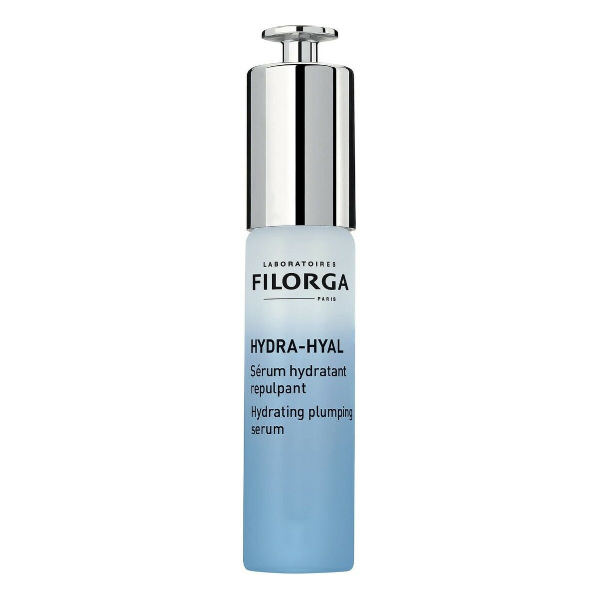 Fluide hydratant Filorga Hydra-Hyal, sérum repulpant avec acide hyaluronique, 30 ml pour une peau éclatante.