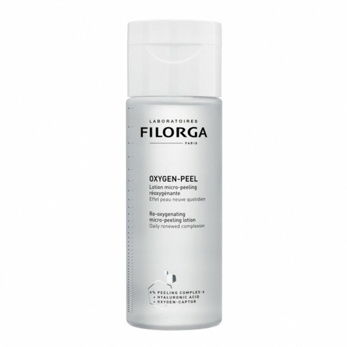 Lotion exfoliante Filorga Oxygen Peel, 150 ml, micro-peeling régénérant pour peau normale, produit de soins esthétiques.