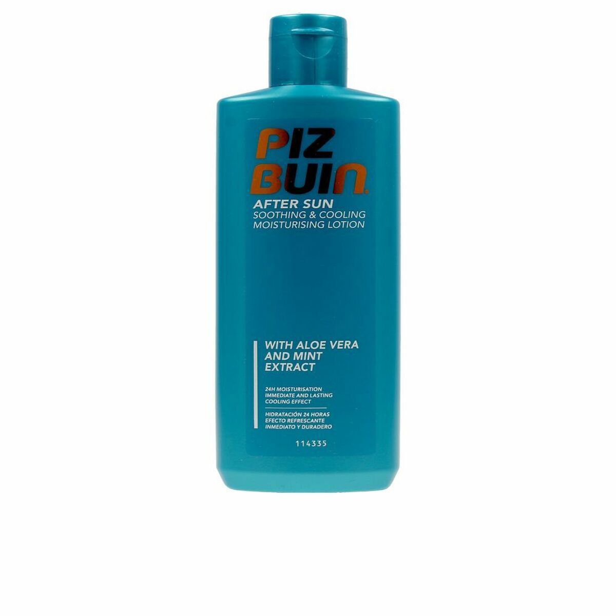 Piz Buin After Sun soothing lotion with aloe vera and mint extract in a 200 ml bottle.