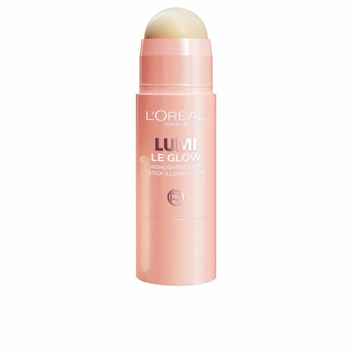 L'Oreal Lumi Le Glow Highlighting Stick in a pink tube, perfect for adding a luminous glow to your makeup.