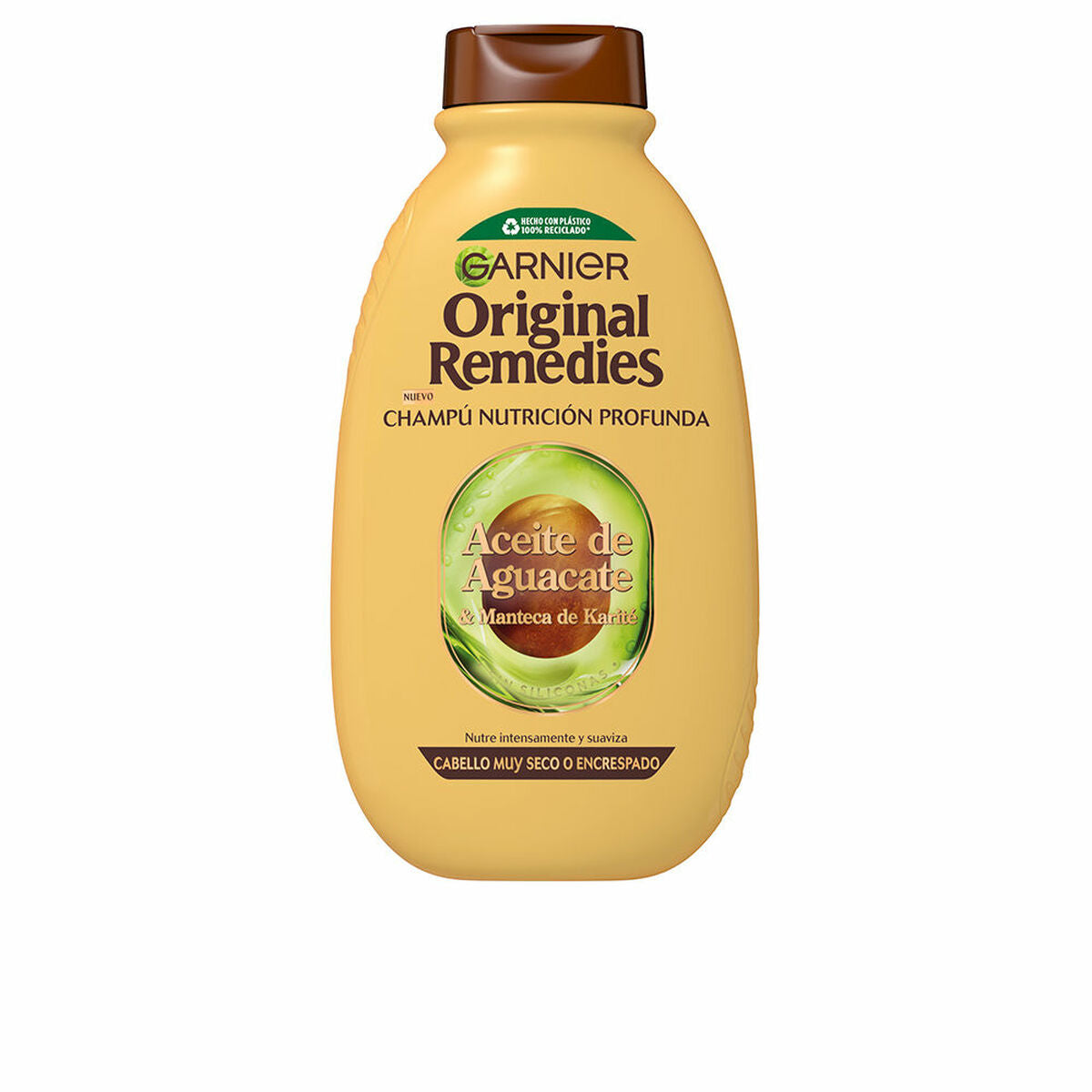 Garnier Original Remedies Shampoo 400ml for deep nutrition with avocado oil, ideal for dry and curly hair.