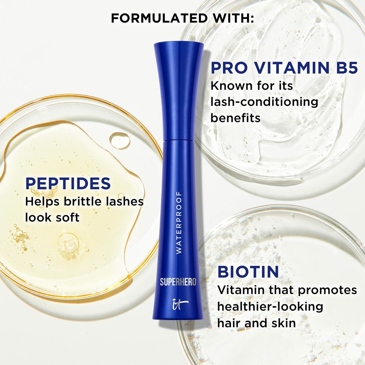 Ombre à paupières It Cosmetics Superhero Noir 9 ml avec Pro Vitamine B5, Peptides et Biotin, résistant à l'eau.