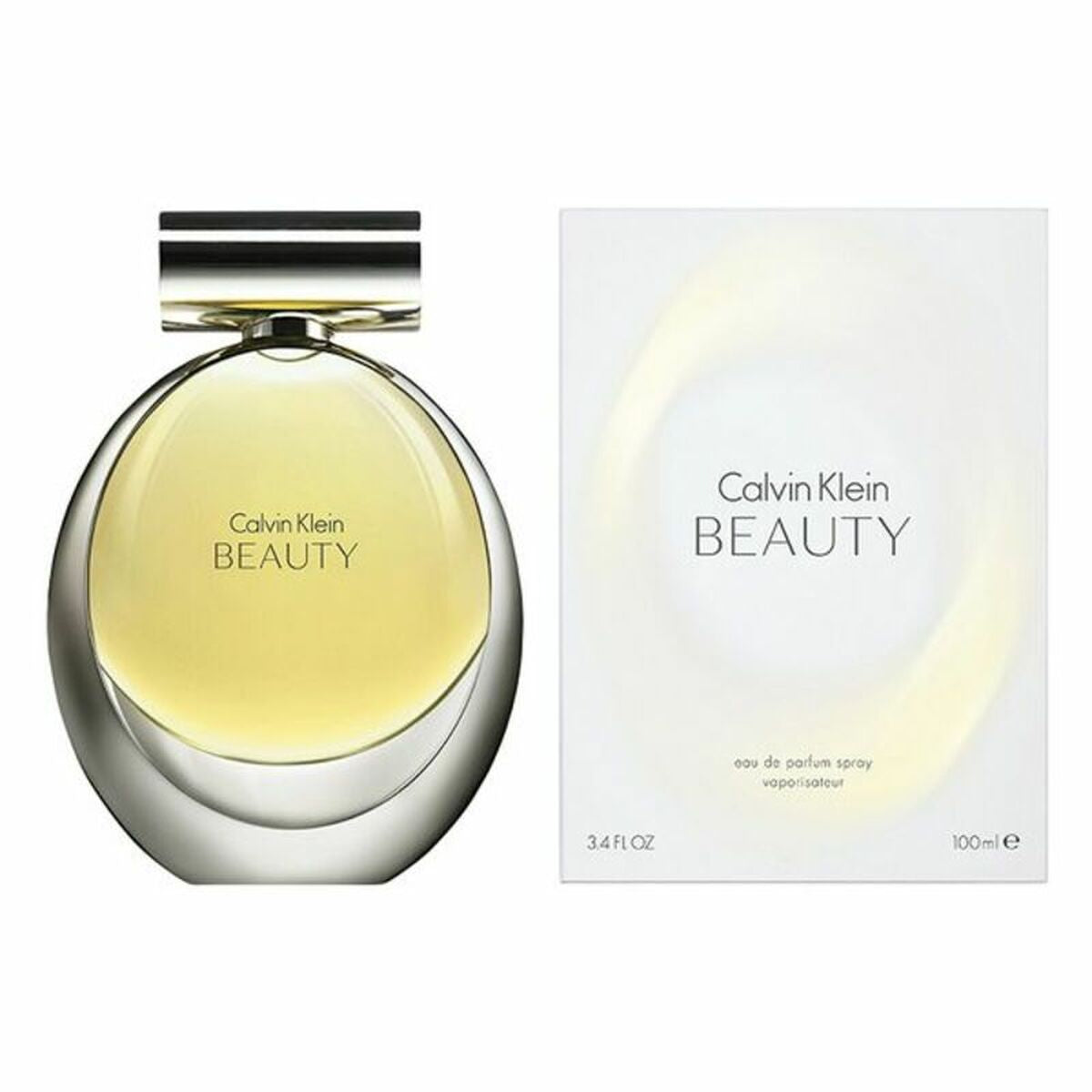 Calvin Klein Beauty EDP 100 ml perfume bottle and box for women, highlighting femininity and authenticity.