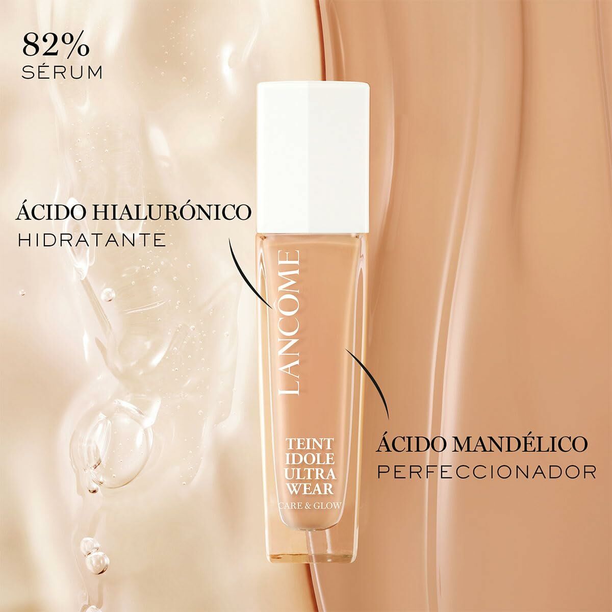 Base de maquillage liquide Lancôme Teint Idole Ultra Wear, 30 ml, avec sérum hydratant et perfectionnant.