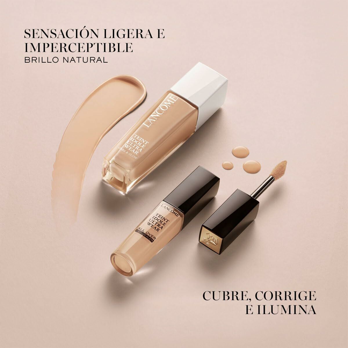 Base de maquillage liquide Lancôme Teint Idole Ultra Wear, éclat naturel, pour un teint parfait et lumineux.