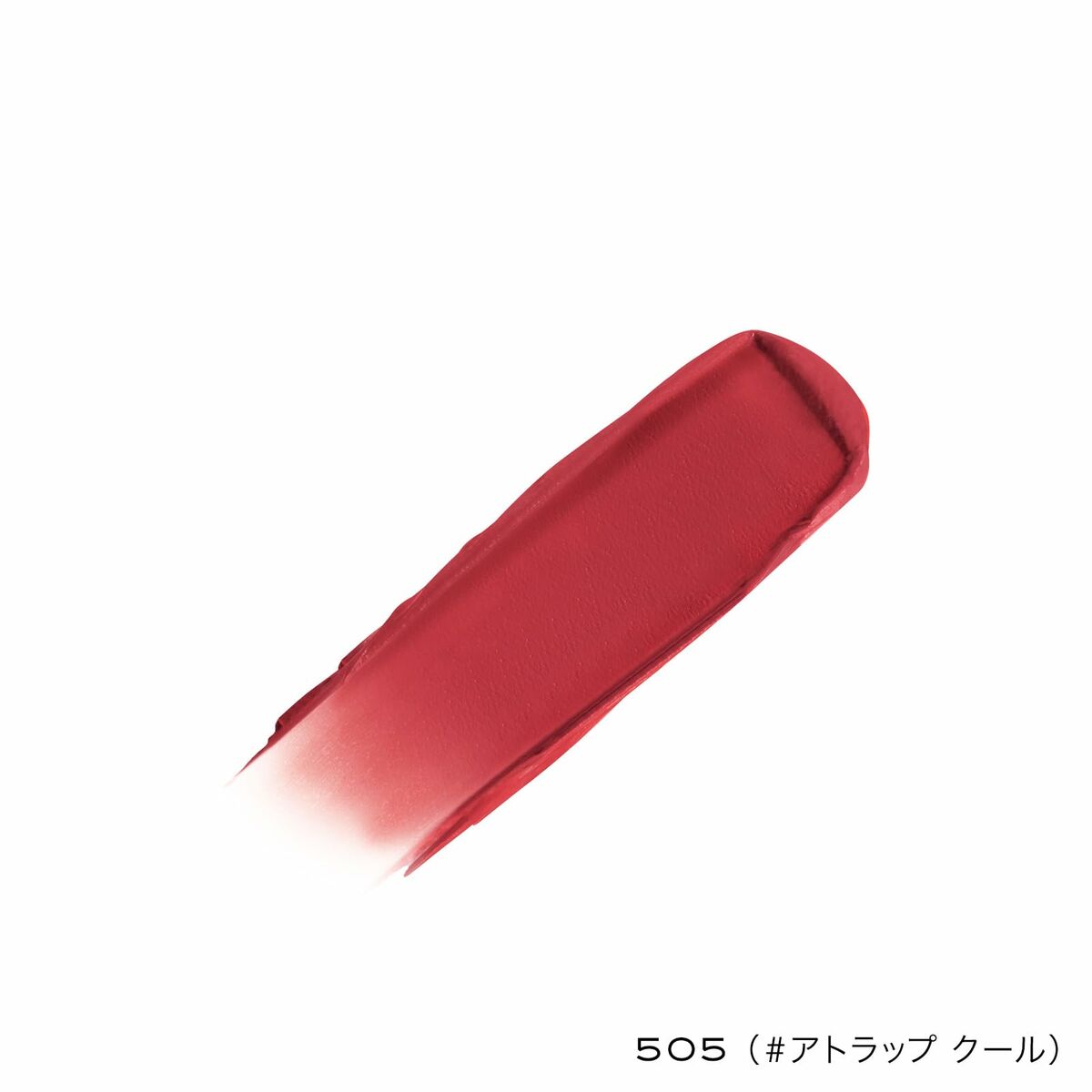 Lancôme Absolu Rouge Nº 505 lipstick swatch displaying a rich red hue, perfect for enhancing your beauty.