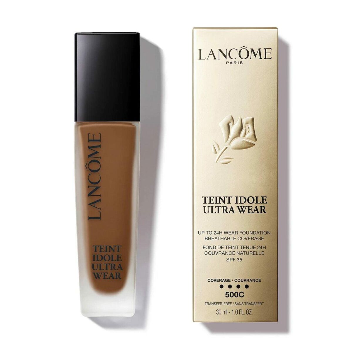 Lancôme Teint Idole Ultra Wear liquid foundation C Nº 500c SPF 35 in 30 ml bottle with packaging.