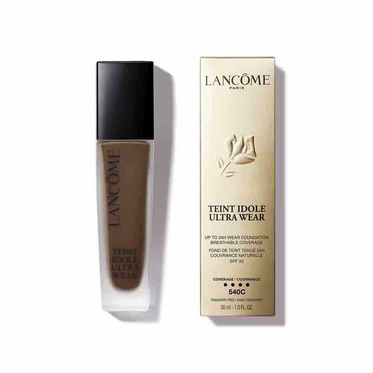 Base de maquillage liquide Lancôme Teint Idole Ultra Wear C Nº 540c, 30 ml, SPF 35, couvrance longue durée.