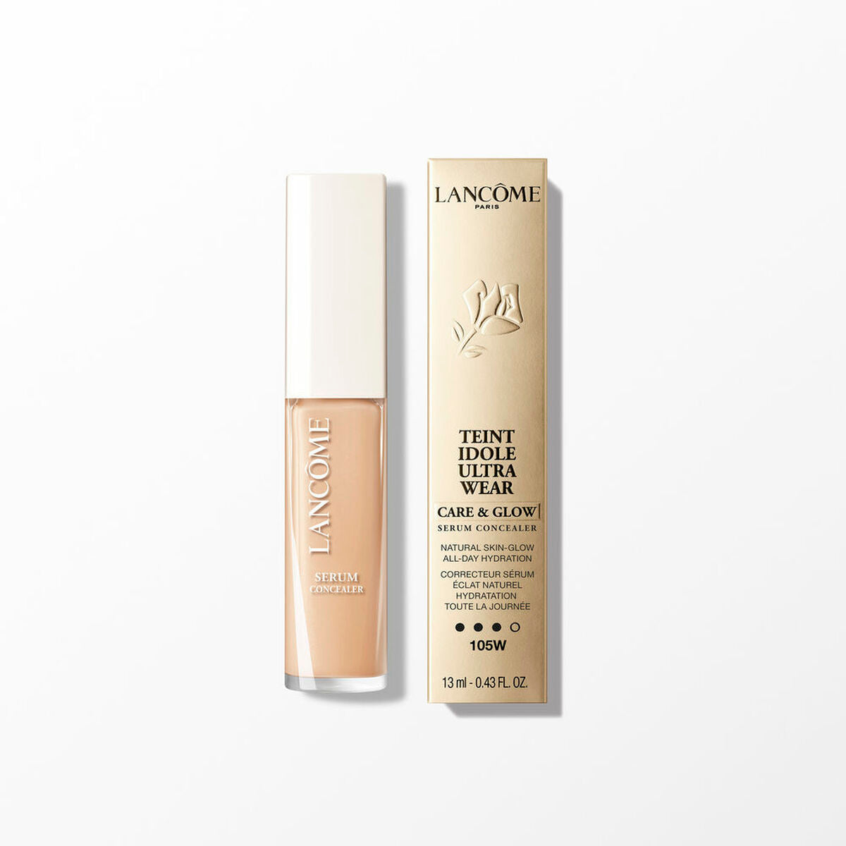 Base de maquillage liquide Lancôme Teint Idole Ultra Wear N° 105W, 13,5 ml avec emballage.
