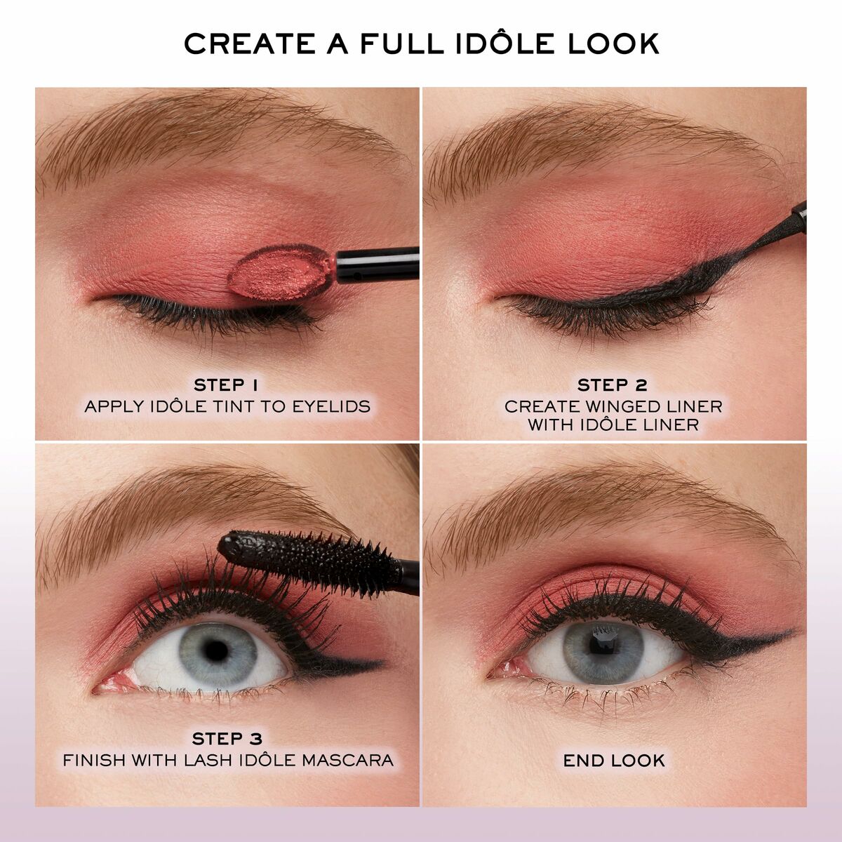 Step-by-step guide to creating a full Idôle makeup look with Lancôme products.
