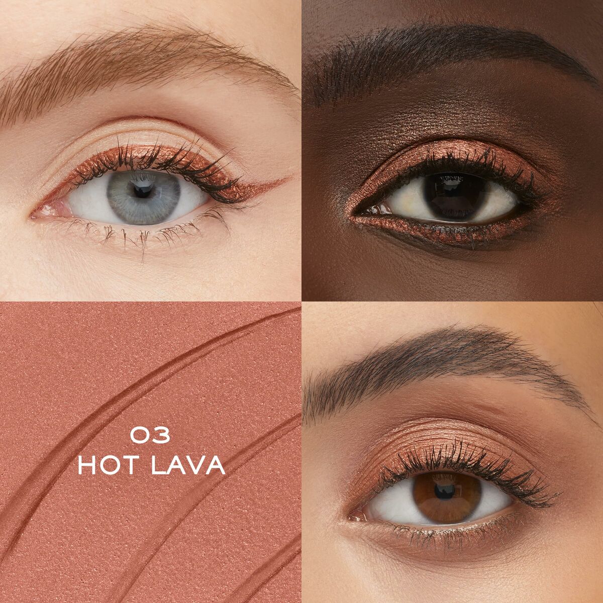 Lot Lancôme Idôle Tint Nº 03 Hot Lava, showcasing diverse eye makeup looks on different skin tones.