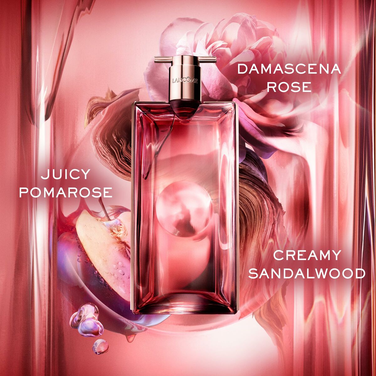 Parfum Femme Lancôme IDÔLE EDP 25 ml with notes of Damascena rose, juicy pomarose, and creamy sandalwood.