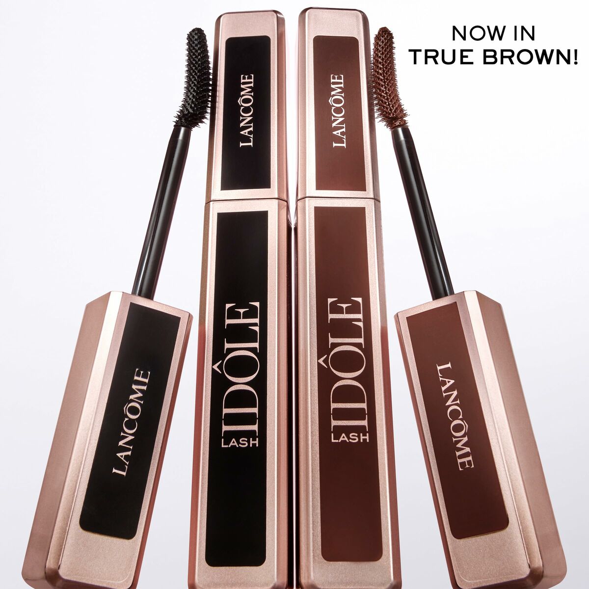 Lot Lancôme LASH IDÔLE mascara in True Brown color, designed for enhanced allure and unisex appeal.